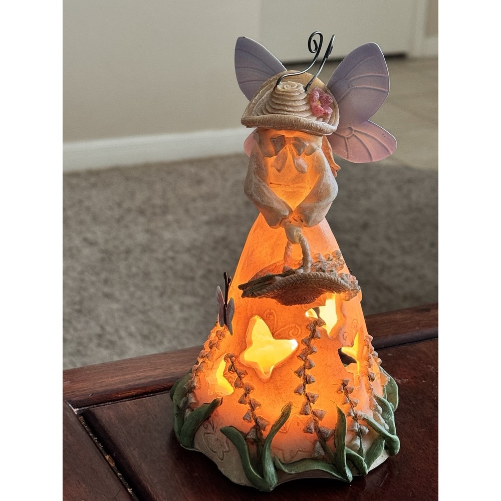 Vintage Ceramic Garden Fairy Butterfly Floral Table Desk Lamp Night Light
